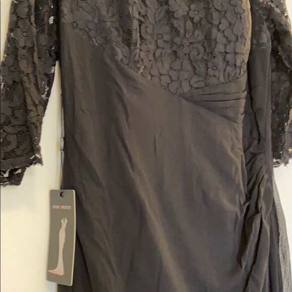 Black Chiffon and Lace Evening Dress - Picture 1 of 7
